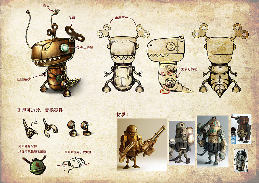 蒸汽朋克风机械龙 卡通形象的奇幻设计